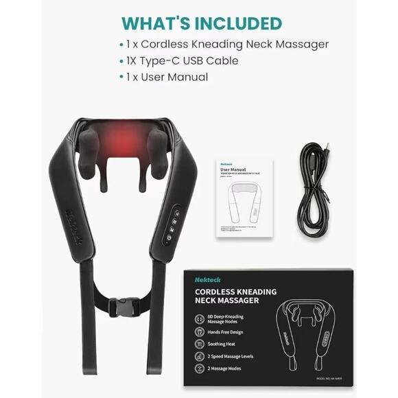 Neck and Shoulder Massager with Heat/ Deep Tissue 4D Expert Kneading/ Shiatsu - Picture 7 of 7